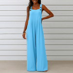 Naiste moekad &uuml;hev&auml;rvilised laia s&auml;&auml;rega kombinesoonid, varrukateta vest, tasku, vaba aja jumpsuit XL sinine