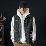 Suur Suurus 7XL Meeste Kevad-S&uuml;gis Pesitud Denim Vest Korea Moodne L&otilde;tv Varrukateta Jakk Noorte Vabaaja Mitmetaskuline Vest 7XL