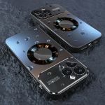 Luksuslik titaankarva klaasist aknaga magnetiline juhtmevaba laadimise telefoni&uuml;mbris iPhone 11 must