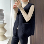 Naiste ja talvepleedi imitatsiooniga lambavillast vest &Uuml;markaelusega vest P&ouml;&ouml;ratav teraline fliisvest S