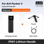 DJI Osmo Pocket 3 jaoks 5000mAh aku k&auml;eshoitav akupank k&auml;epide Osmo Pocket 3 tarvikute jaoks must