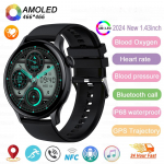 2025 Uus GPS-i nutikell Naistele T&otilde;eline AMOLED 466*466 HD-ekraan Tervisej&auml;lgija Spordi NFC H&auml;&auml;le-Bluetooth-k&otilde;ne Nutikellad Daamidele Silicone belt must