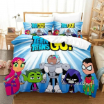 Teen Titans Go Voodipesukomplekt &Uuml;heinimese Twin T&auml;iskasvanu Queen King Suuruses Anime Voodikomplekt T&auml;iskasvanud Laste Magamistuba Tekikoti Komplektid 3D Prindiga tekikott 70x133cm 2pcs