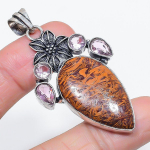 Natural Mariam Jasper, Kunzite 925 Sterling Silver Jewelry Pendant 2.44 p4y45