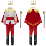 Laste Poiste Keskaegne Kuninga Cosplay Kost&uuml;&uuml;m Topid P&uuml;kstega V&ouml;&ouml;ga Keebiga Peapaelaga Vahinuia Sokkide Komplekt Kuninglik Kuningas Prints Rollim&auml;ngu Riietus 3-4 Years valge