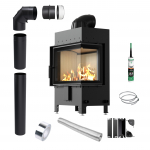 Fireplace Insert KRATKI LUCY Right 12 kW fi200 Pipe Set EKO Recuperation