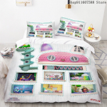 Gabby nukumaja voodipesukomplekt Kawaii voodipesukomplekt &Uuml;heinimese Kaheinimese suurus Kodu dekoratsioon T&uuml;drukutele Lastele Joonisfilm Armas Kass Tekikotikomplekt US Twin173x218cm