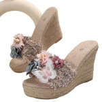 Kingad Naiste 2024 Suures suuruses Peep Toe Naiste sussid Retrokleit Sussid Naiste Platvorm String Helmed Aplikatsioonid Kiilud Sandaalid 42