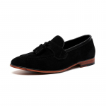 Luksusbr&auml;ndi Suede Nahast Meeste Tupsudisainiga Mokassiinid Slip-on K&auml;sit&ouml;&ouml;na Valmistatud Nubuki Nahast Kingad Terava Ninaga Peokleit Mokassiinid 38 must