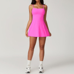 Kiirelt kuivav Tennise- ja Sulgpallikleit-uiskija (Skater Dress) rinnahoidjapadjanditega - Vale kaheosaline disain, Kaunis seljaosa, Paljastusevastane Extra Large must