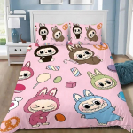 Armsad Hambad Uus Anime La-BuBu Roosa Tekikotikomplekt HD Tekikott Lastele Voodipesukomplektid Voodipesu Magamistoa Sisustus AU King 245x210cm