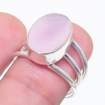 Natural Pink Chalcedony Gemstone 925 Sterling Silver Jewelry Ring Size 6 b8y63