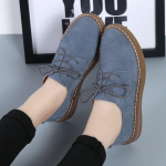 Ehtne Nahk Naiste &Uuml;hed Kingad Lamedad Retro K&otilde;rgust T&otilde;stvad Hingavad Vabaaja Kingad Briti Stiil V&auml;ikesed Nahast Kingad 35 sinine