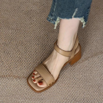 Suvised lamba nahast sandaalid naiste kingad, kandilise varbaga turske kontsaga rooma sandaalid ehtsast nahast lahtised sandaalid naistele k&auml;sitsi valmistatud 36 pruun