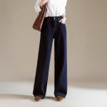 RAIN.CUN Women's Fleece-Lined Wide-Leg Straight Jeans 25