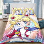 S-Sailor M-Moons T&auml;iskasvanu Poiss T&uuml;druk Magamistoa Kaunistus &Uuml;he Kahekohaline Suur Suurus Tekikott Padjap&uuml;&uuml;r Voodipesu Komplekt Jaapani Anime Armas EU Single(135x200cm) beige