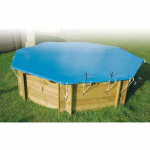 B&acirc;che d'hiver et de s&eacute;curit&eacute; pour piscine bois UBBINK Hexagonale 410 - Bleue - Epaisseur 550gr