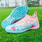 Suurus 35-45 Meeste/naiste jalgpallisaapad Kummist pehme p&otilde;hjaga l&uuml;hikesed viiekohalised 5 inimese valmistatud Lawcheni nahast v&auml;ikelaste jalgpallijalatsid 45 roosa