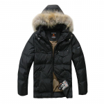 Meeste sulejope talvesoojad sulemantlid 80% valgest pardisulest ehtsast pesukarusnahast meeste talvemantlid, must 2XL