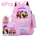 4 tk/komplekt K-POP tr&uuml;kitud seljakott Suure mahutavusega koolikott K&auml;ekott Kott 750 ml veepudeliga Poiss T&uuml;druk Koolikott veekindel Reiskott Mochila pink