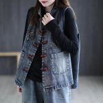 Cowboy Vest naiste retro suures suuruses vabaaja vest Trend T&auml;ielik vest teksajakk mantlid XXXXXL