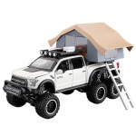 1/24 Ford F150 Matka-haagissuvila Maastiku Pikap Veoauto Sulamist Metallist Valatud Mudelauto Heli ja Valgustusega M&auml;nguasjad Kaunistused Kingitused Lastele Tagasit&otilde;mmatav valge