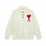 AMI S&uuml;gis ja Talv Uus Suur S&uuml;da Jacquard Villane Ami De Coeur Polo Kraega Kampsun Paarikampsun M