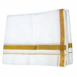Meeste Dhoti Puuvill 2 m Fancy &Auml;&auml;ris Dhothi/Vesti/Mundu Valge V&auml;rv Pakk 1 B0CTSYWKQ1