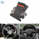 VW Golf 4 MK4 jaoks 1998 - 2004 Passat B5 jaoks 1996 - 2005 Vana stiilis auto rooliratta nahkkatte dekoor must punasega