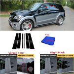 6Pcs Carbon fibre Car Door Window Trim Pillar Posts Decorative Cover Trim For Mercedes ML-Class W166 2012-2015 Auto Bright black