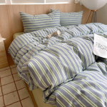 100% puuvill Pehme voodipesukomplekt Triibulise tr&uuml;kiga tekikott koos padjap&uuml;&uuml;ri(de)ga Voodipesu Voodikate Padjap&uuml;&uuml;rid Tekikotid 150x200cm 3pcs