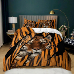 Tiiger 3D Prindiga Tekikott Komplekt Kuninganna Suurus Metsloomad Voodipesu Komplekt Laste Teismeliste Toa Dekoor Loomakarva Tekikatted Komplektid EU Single(135x200cm)