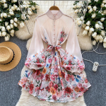 Kevadine Prantsusmaa Elegantne Vintage Palee &Otilde;htukleit Naistele Tr&uuml;kitud V&ouml;&ouml;d N&ouml;&ouml;bid L&uuml;hike Peokleit Naiste Vabaaja Festivali R&otilde;ivad S aprikoosi