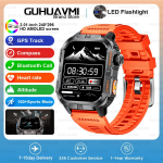 Uus kahe ribaga satelliit-GPS nutikell meestele 2,01'' HD-ekraan Kompass S&otilde;jaline taskulamp Kellad Veekindel Ujumine Nutikas k&auml;ev&otilde;ru GPS SmartWatch