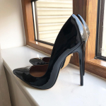 Tikicup Suurused 40-48 &Uuml;hev&auml;rvilised Mustad 15cm &Auml;&auml;rmiselt K&otilde;rge Kontsaga Teravaotsalised Stilettos Kingad Libisedes Sisse Crossdress Gragon Queen Kingad 40 black