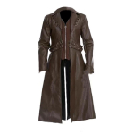 Euroopa & Ameerika keskmise pikkusega PU-nahast trenchcoat - Steampunk Gooti Keskaegne stiil meestele XXXL pruun