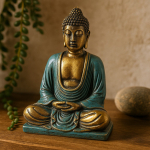 Buddha kuju Meditatsiooniasend T&uuml;rkiissinine ja Kuldne Keskmine