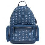 MCM Stark H&otilde;bedased Kobaltmetallist Aksessuaarid Kahekordne T&otilde;mblukuga Sulgemine Teksadest Seljakott Meeste Seljakott Sinine MMKFAVE04HD001 Basic Set (Bag+Dust Bag)