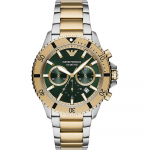 Emporio Armani Diver Roheline Kahev&auml;rviline Metall Meeste Kvarts Kronograaf Kuup&auml;evaga AR11586 roheline
