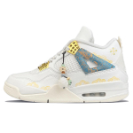 Jordan Air Jordan 4 Kulumiskindel Kulumiskindel Keskmise s&auml;&auml;rega Vintage Korvpallijalatsid Naiste Valge Kuld AQ9129-170(Team401-) 37.5