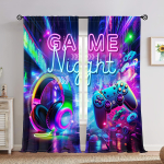 M&auml;nguriiulid Kardinad Lasteaed M&auml;ngur Videom&auml;ngud Kardinakomplekt Poistele Kaasaegne M&auml;ngukontrolleri Kangas Kardin Roheline M&auml;ngur 2 tk 100W130H(CM)40x51in&Grommet Top