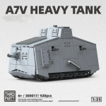 920 tk S&otilde;jaline seeria kokkupandavad ehitusklotsid MOC Saksa WW1 A7V raskerelvastusega tank 1:35 Mudel N&auml;idist&uuml;kk Poiste Hariduskingitus Ilma Karbita gray