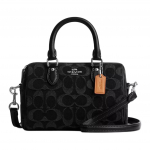 Coach Must Signatuuriga Denim Mini Rowan Duffle Koti Nahkdetailide ja Metallosadega Igap&auml;evaseks Kasutamiseks Basic Set (Bag+Dust Bag)