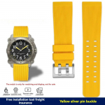 Hamilton Khaki Deep Diving H78585333 H78505330 H78535380 Veekindel K&auml;ekellarihm 24mm Kummirihm Must Kollane Randmerihm 24mm-width