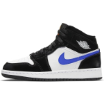 Jordan 1 Keskmine Must Racer Sinine Valge GS 554725-084 38.5 white