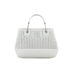 Emporio Armani &Uuml;hev&auml;rviline Br&auml;ndilogo Tr&uuml;kitud Perforeeritud Kalasabamuster PU &Otilde;lakott Crossbody Totes Kott Naiste Kotid Hele-Sinine Y3D166-Y472E-87377 Basic Set (Bag+Dust Bag)