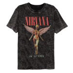 Nirvana Rockib&auml;nd Meeste Retro Puuvillane Pestud T-s&auml;rk Utero Album Mees Naiste &Uuml;legabariidiline YK Kulumisefektiga T-s&auml;rk Vabaaja Lahtine Streetwear L black