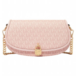 MICHAEL KORS Mila Presb&uuml;oopiline Kuldne Lukk Kunstnahast Sadulakott Crossbody kott V&auml;ike Naiste Heleroosa kuld