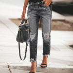 TUME Naiste Elastne Retro Denim P&uuml;ksid S must