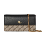 Gucci GG Marmont Klassikaline Double G Kirjatr&uuml;kiga GG Supreme Segamaterjalist Rahakott V&auml;ike Naiste Must ja Beež must